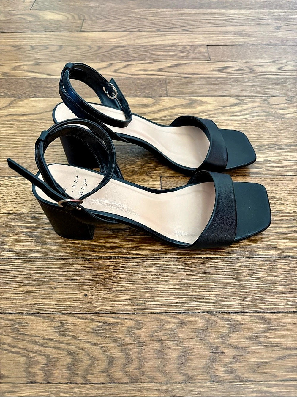 A New Day Shannon Heels Black Block Heel Sandals